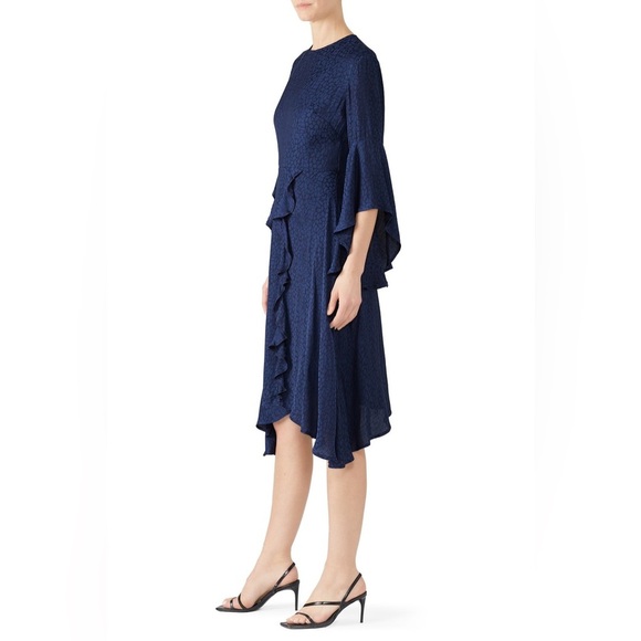 GREAT JONES size 6 navy printed ruffle dress - Picture 5 of 6